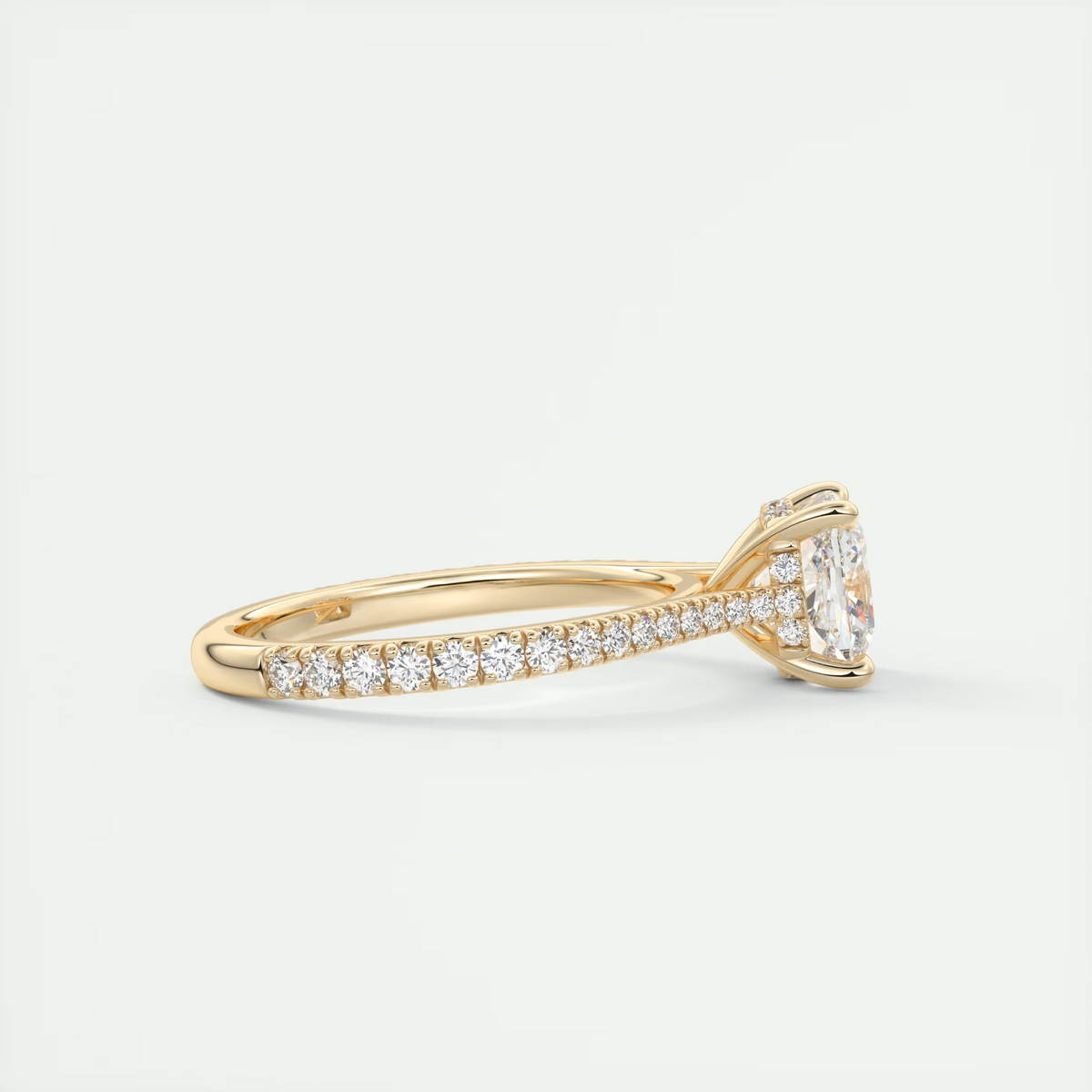 Sparkle 2 Carat Cushion Hidden Halo Cathedral Engagement Ring