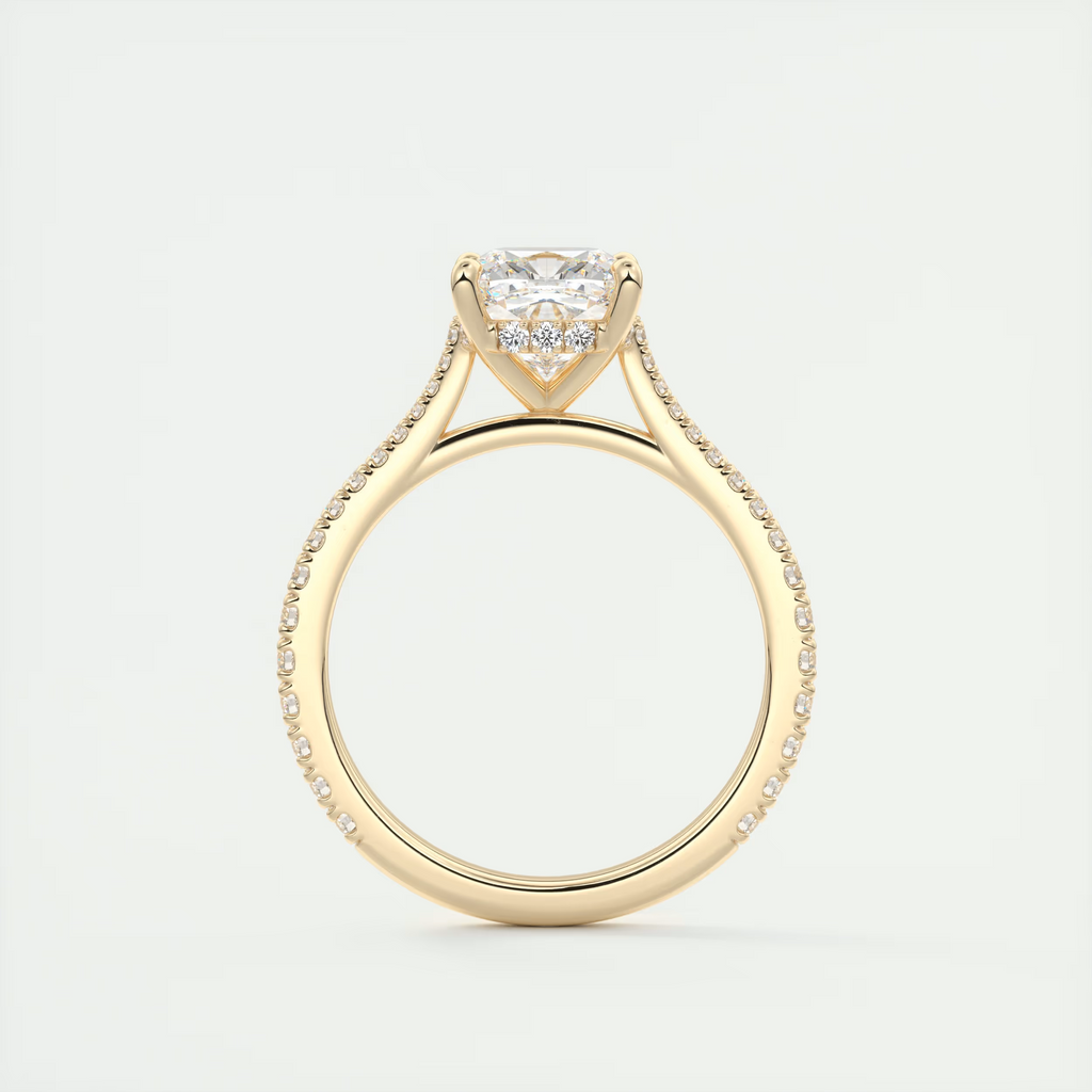 Sparkle 2 Carat Cushion Hidden Halo Cathedral Engagement Ring
