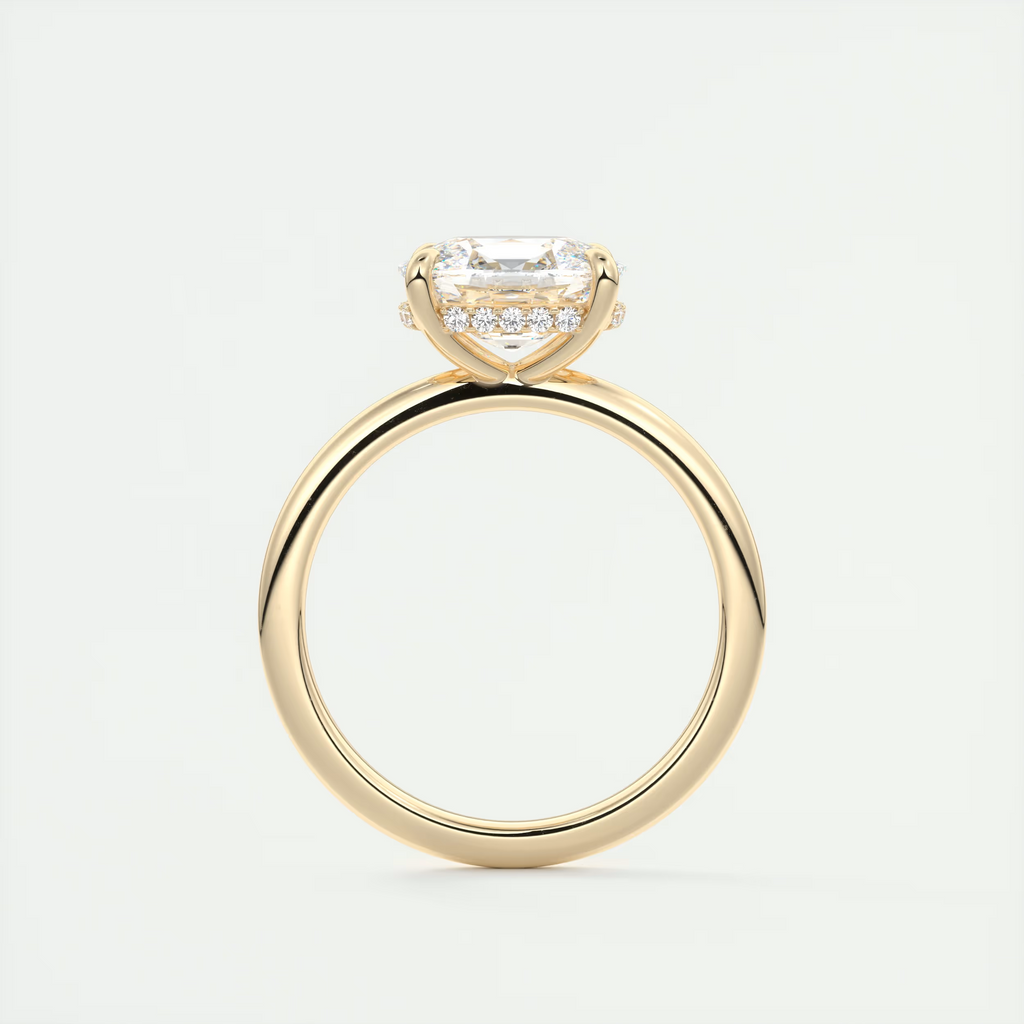 Grace 2 Carat Cushion Hidden Halo Pavé Engagement Ring