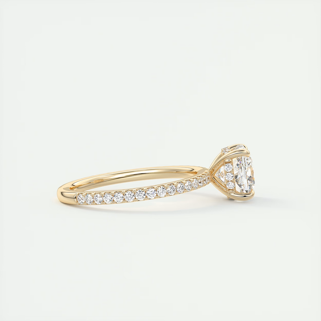 2 Carat Cushion Hidden Halo Pavé Engagement Ring