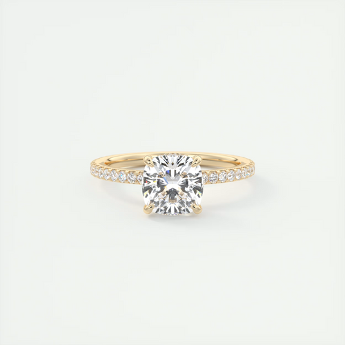 2 Carat Cushion Hidden Halo Pavé Engagement Ring