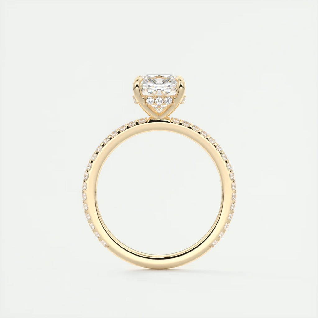 2 Carat Cushion Hidden Halo Pavé Engagement Ring