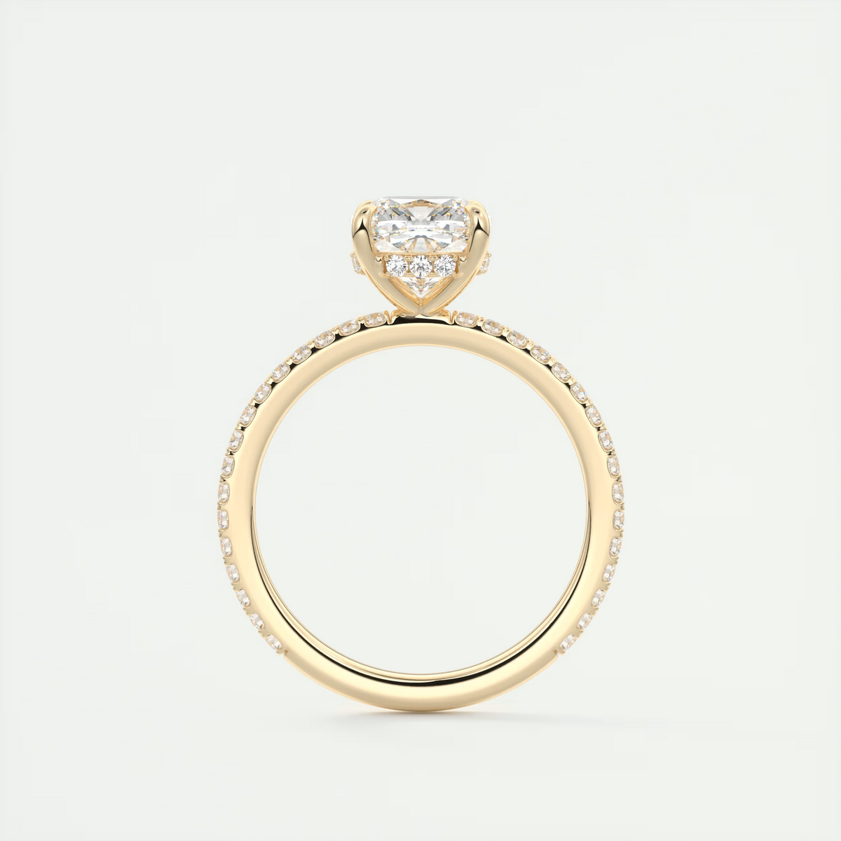 2 Carat Cushion Hidden Halo Pavé Engagement Ring