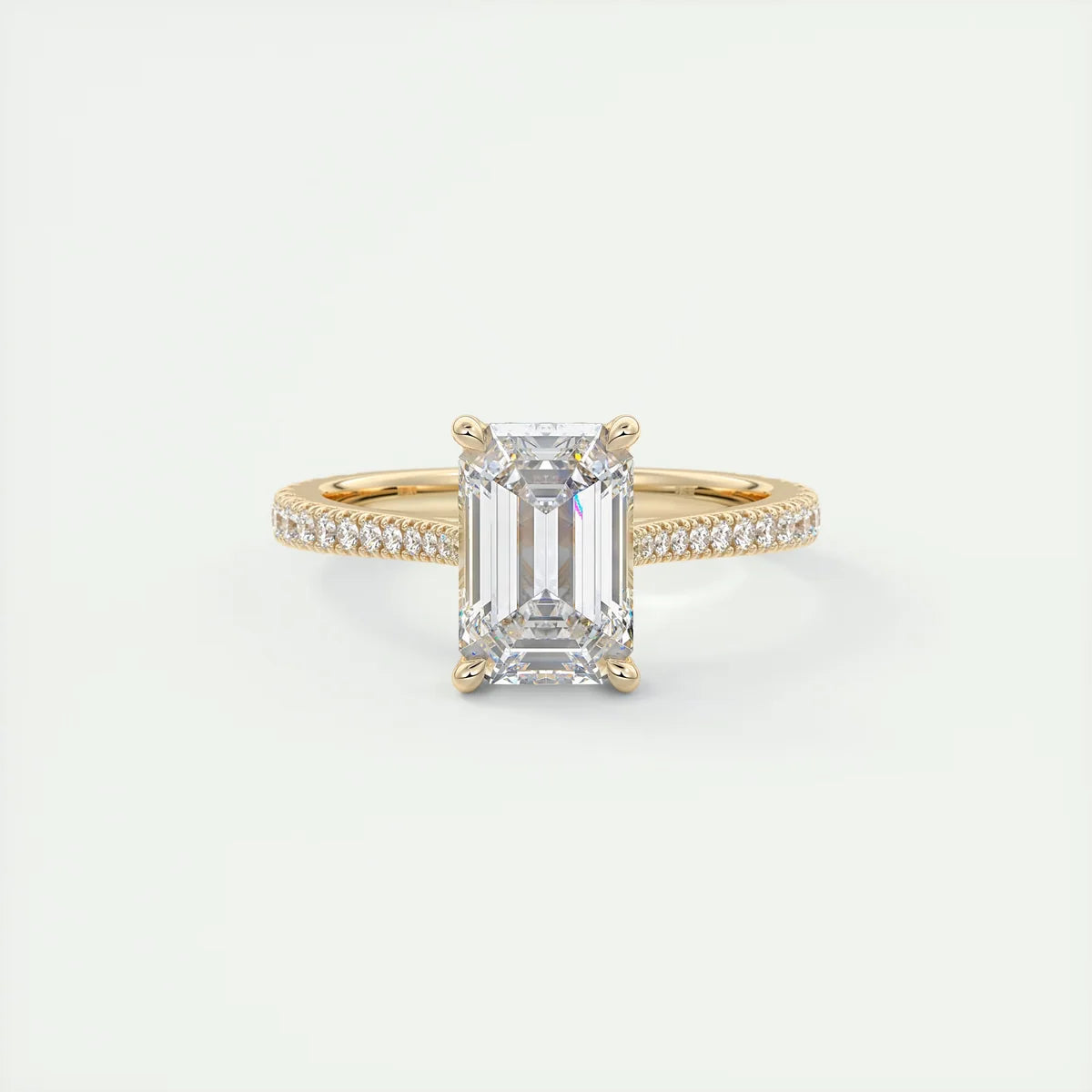 Beneath 2 Carat Emerald Hidden Halo Cathedral Engagement Ring