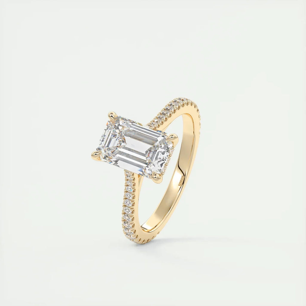 Beneath 2 Carat Emerald Hidden Halo Cathedral Engagement Ring