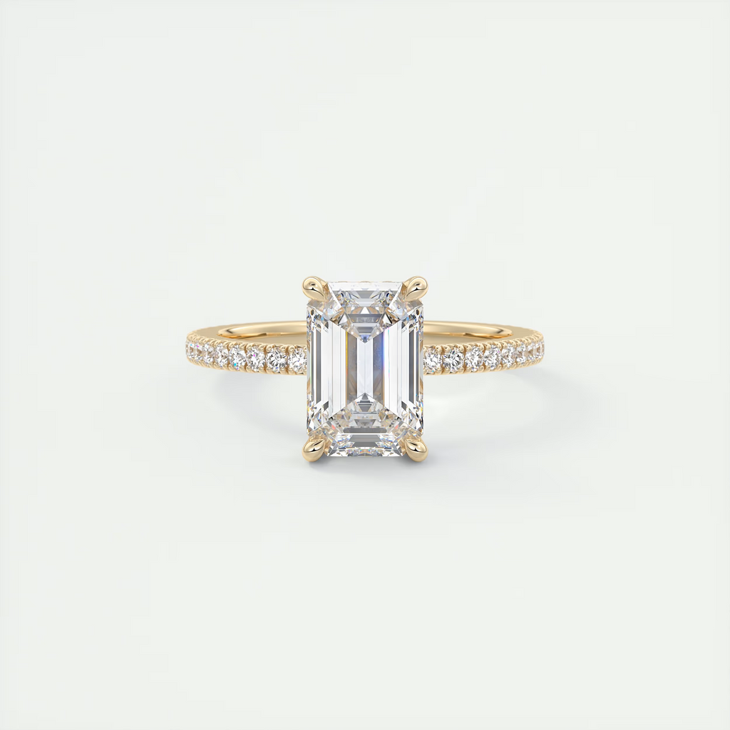 Refined 2 Carat Emerald Hidden Halo Pavé Setting