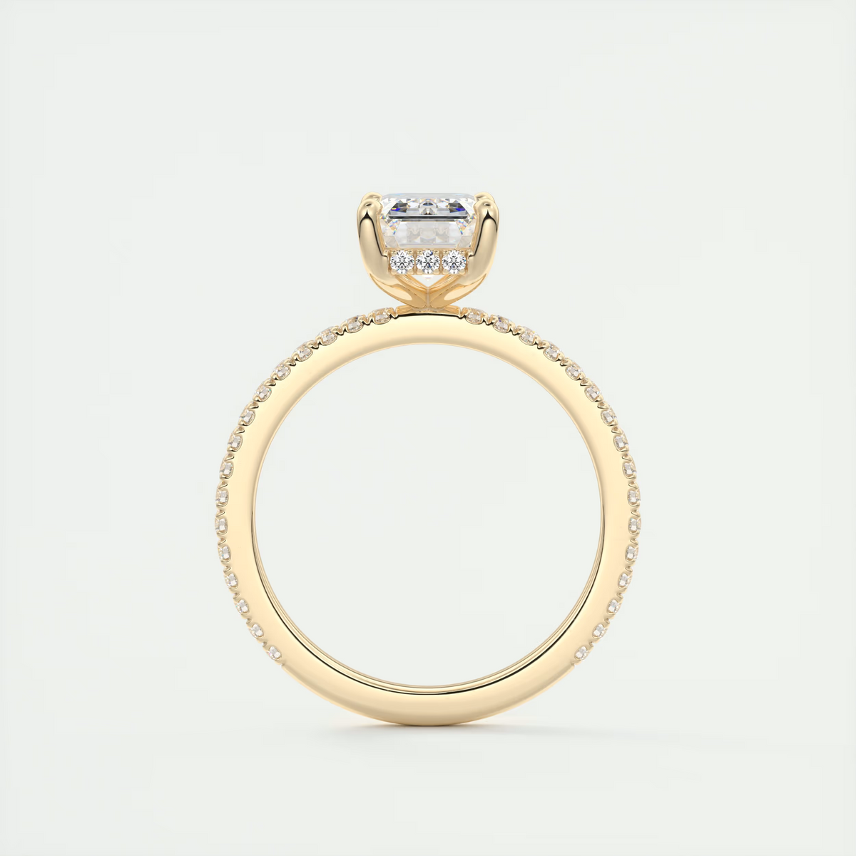 Refined 2 Carat Emerald Hidden Halo Pavé Setting