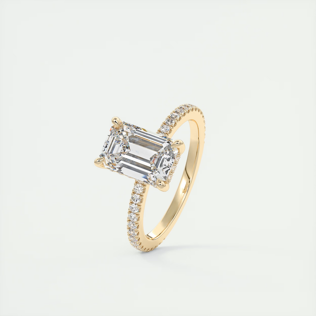 Refined 2 Carat Emerald Hidden Halo Pavé Setting