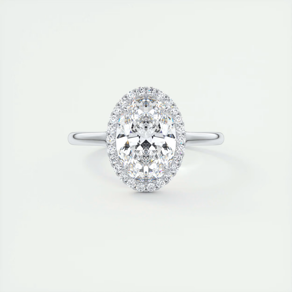 Slim 2 Carat Oval Center with French Set Halo