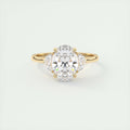 2 Carat Oval Half Moon Three-Stone Engagement Ring