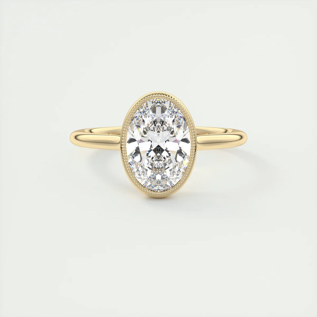 2 Carat Oval Solitaire Textured Bezel