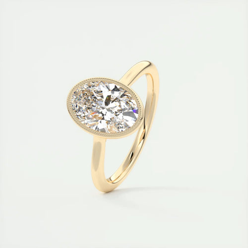 2 Carat Oval Solitaire Textured Bezel
