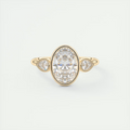2 Carat Oval Bezel Set Three-Stone Engagement Ring
