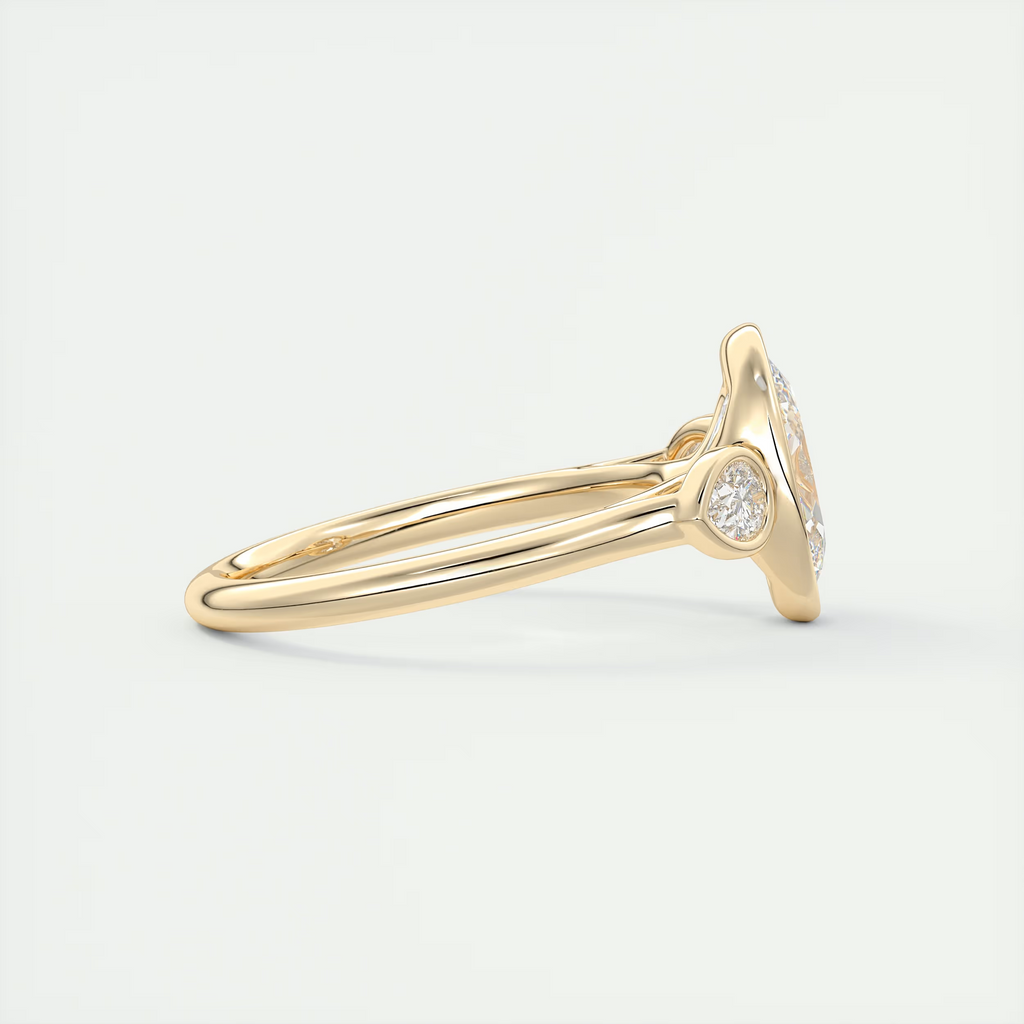 2 Carat Oval Bezel Set Three-Stone Engagement Ring