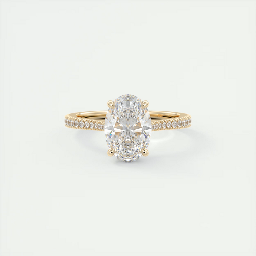 Encircles 2 Carat Oval Hidden Halo Cathedral Setting