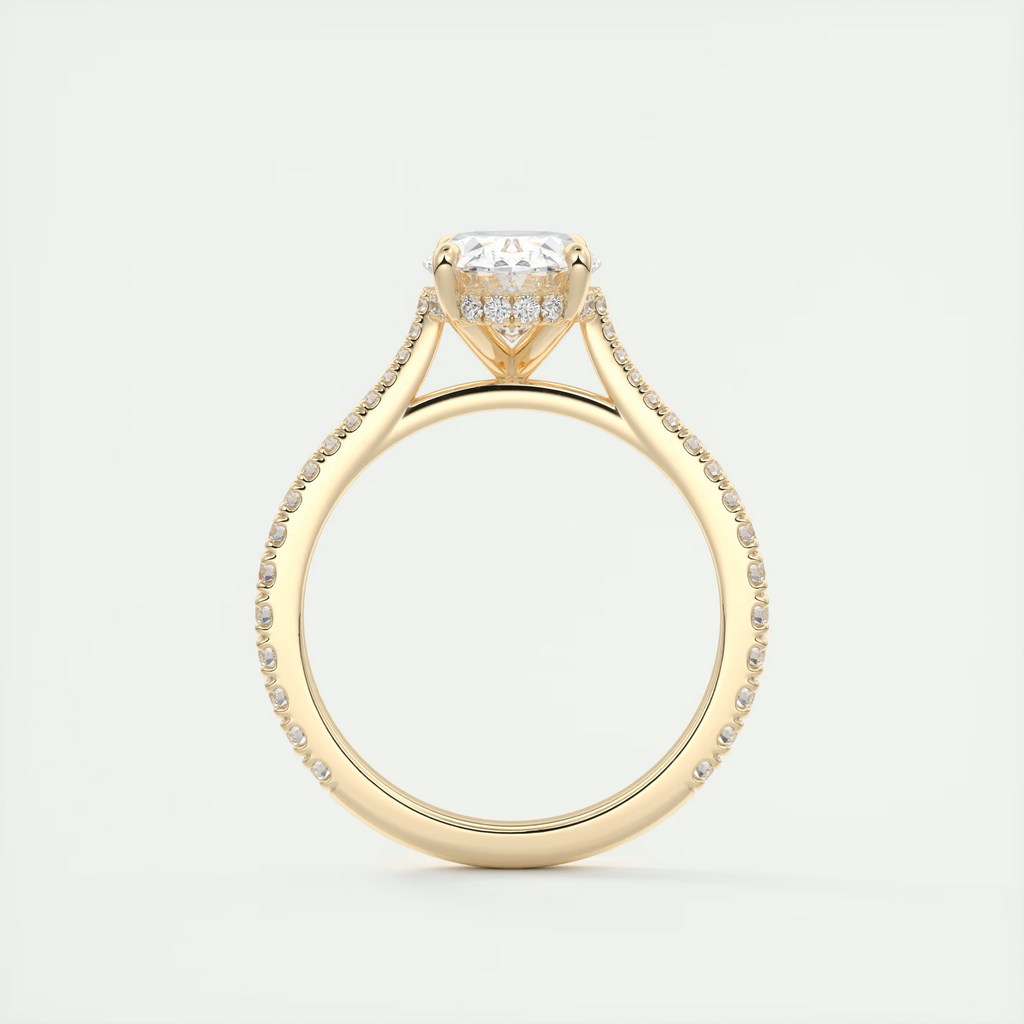 Encircles 2 Carat Oval Hidden Halo Cathedral Setting