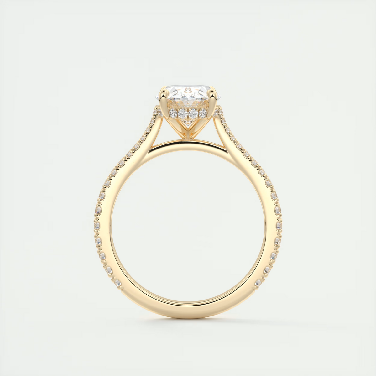 Encircles 2 Carat Oval Hidden Halo Cathedral Setting