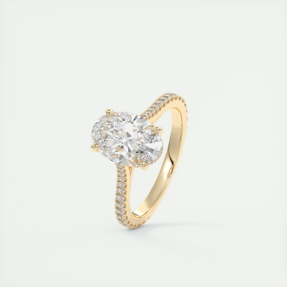 Encircles 2 Carat Oval Hidden Halo Cathedral Setting