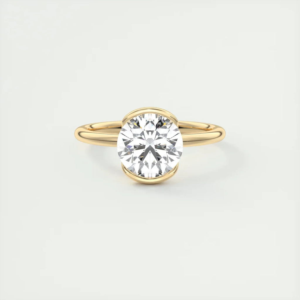 2 Carat Round Flush Stacking Half Bezel Solitaire