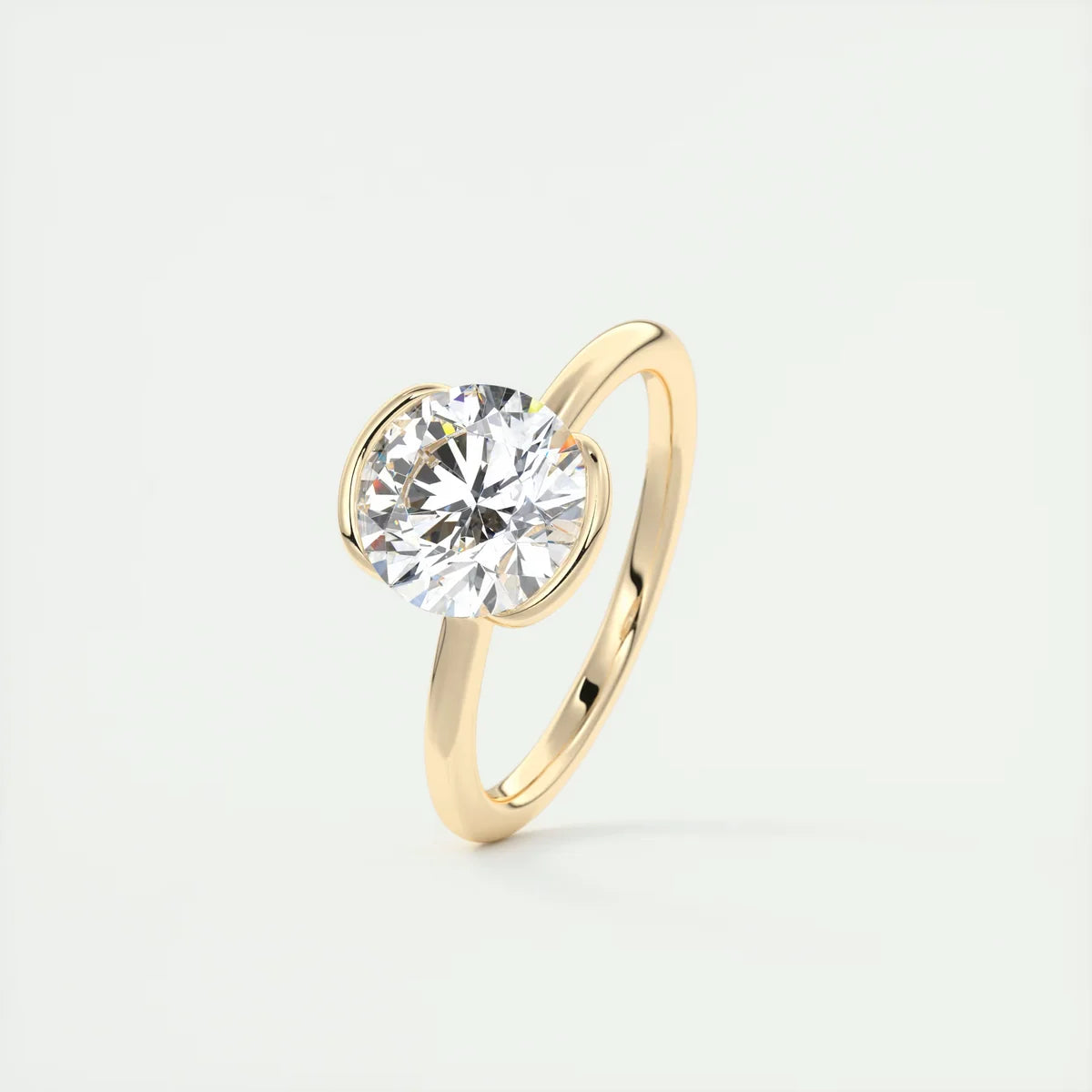 2 Carat Round Flush Stacking Half Bezel Solitaire