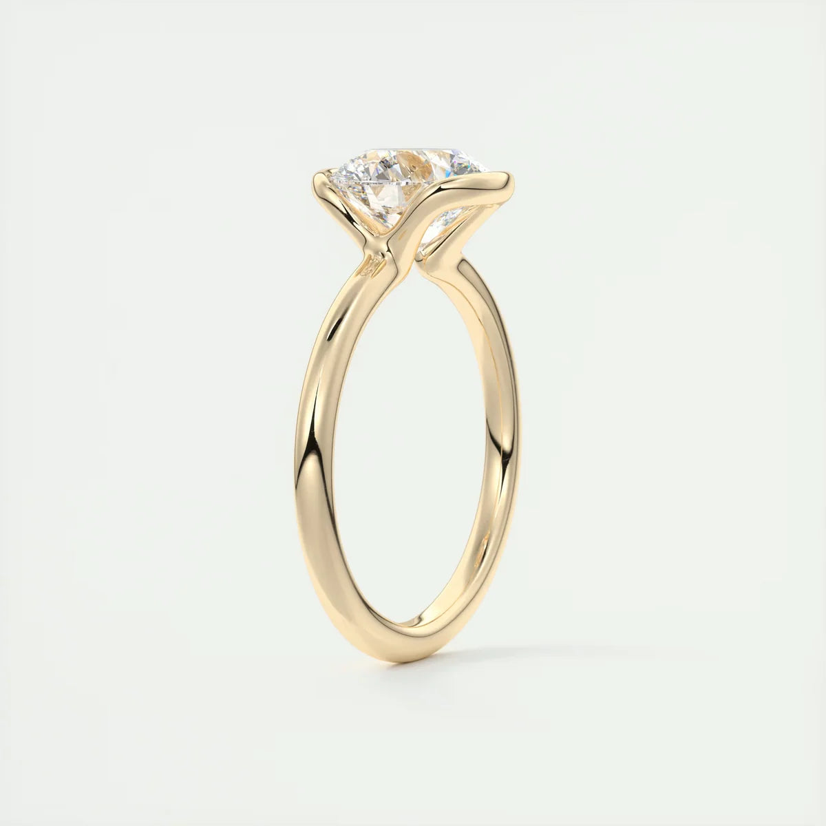 2 Carat Round Flush Stacking Half Bezel Solitaire