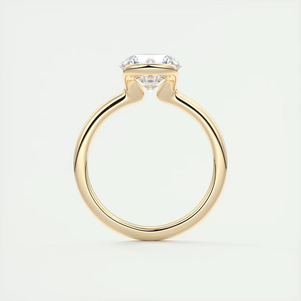 2 Carat Round Flush Stacking Half Bezel Solitaire