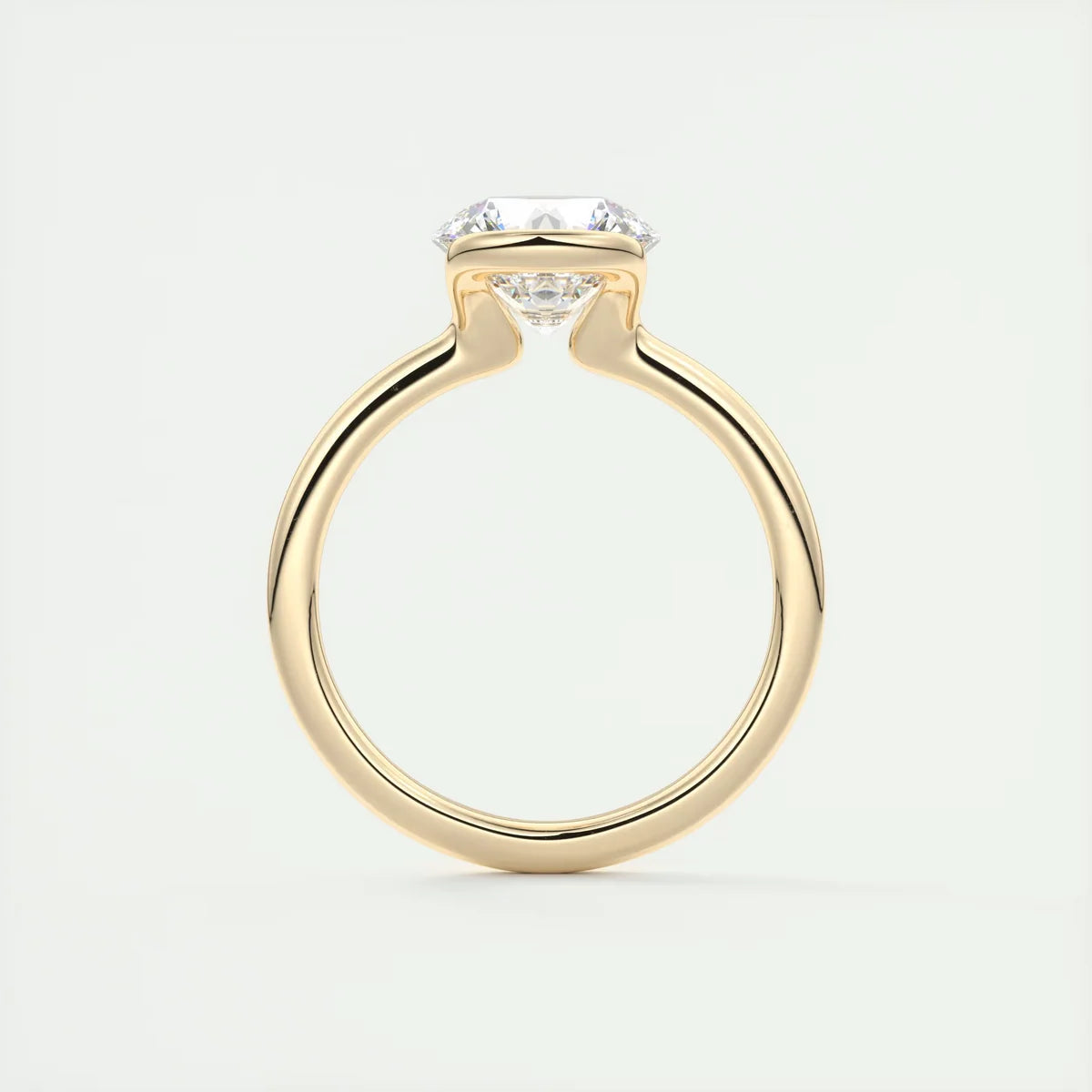 2 Carat Round Flush Stacking Half Bezel Solitaire