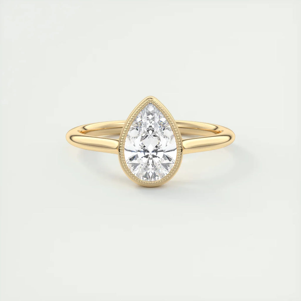 2 Carat Pear Solitaire Textured Bezel