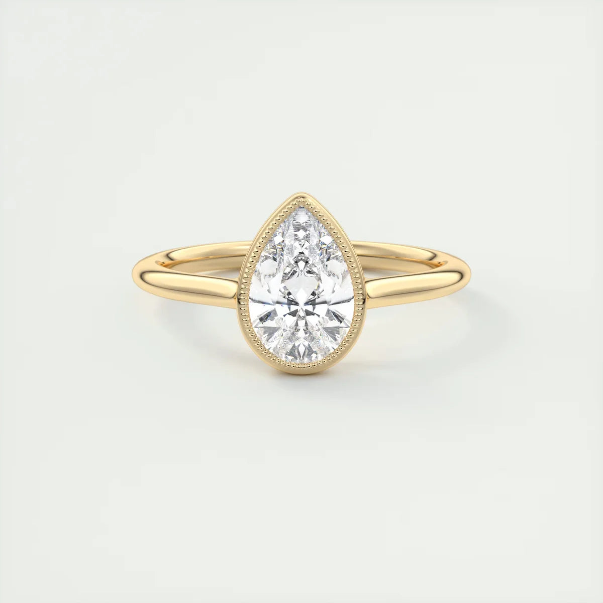 2 Carat Pear Solitaire Textured Bezel
