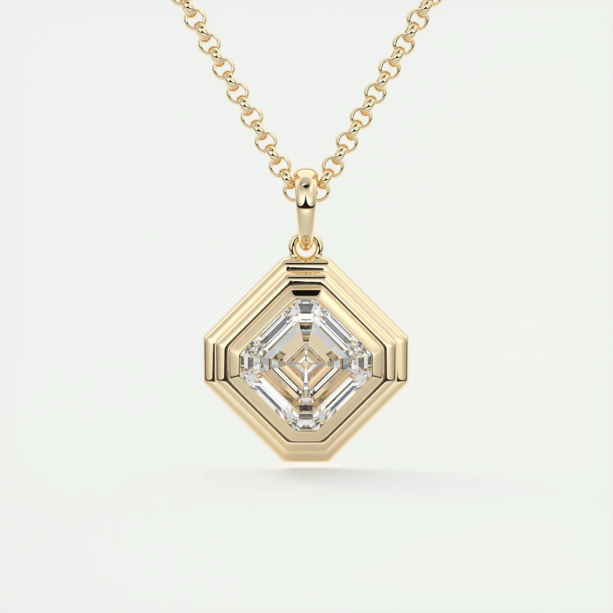 1.5 Carat Asscher Chunky Deco Bezel Pendant