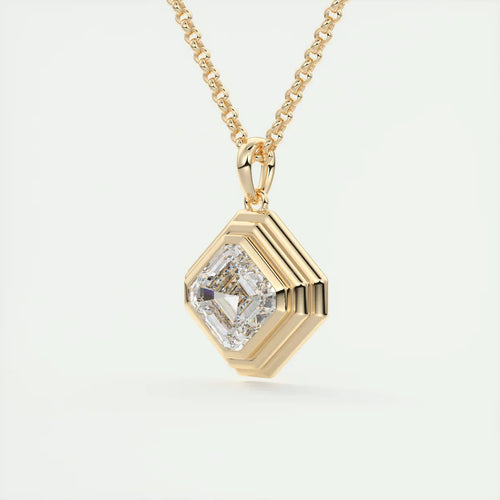 1.5 Carat Asscher Chunky Deco Bezel Pendant