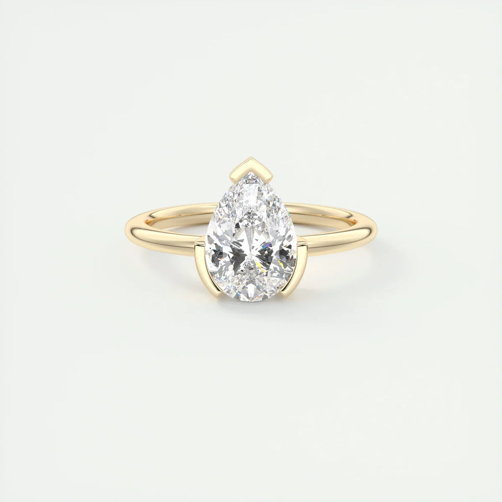 2 Carat Pear Solitaire Partial Bezel