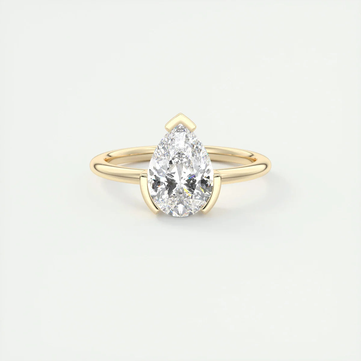 2 Carat Pear Solitaire Partial Bezel