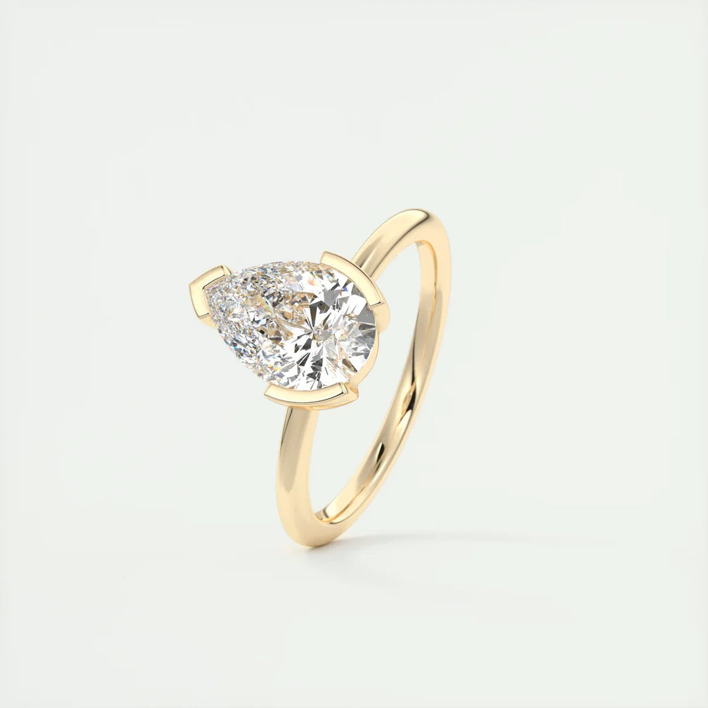 2 Carat Pear Solitaire Partial Bezel