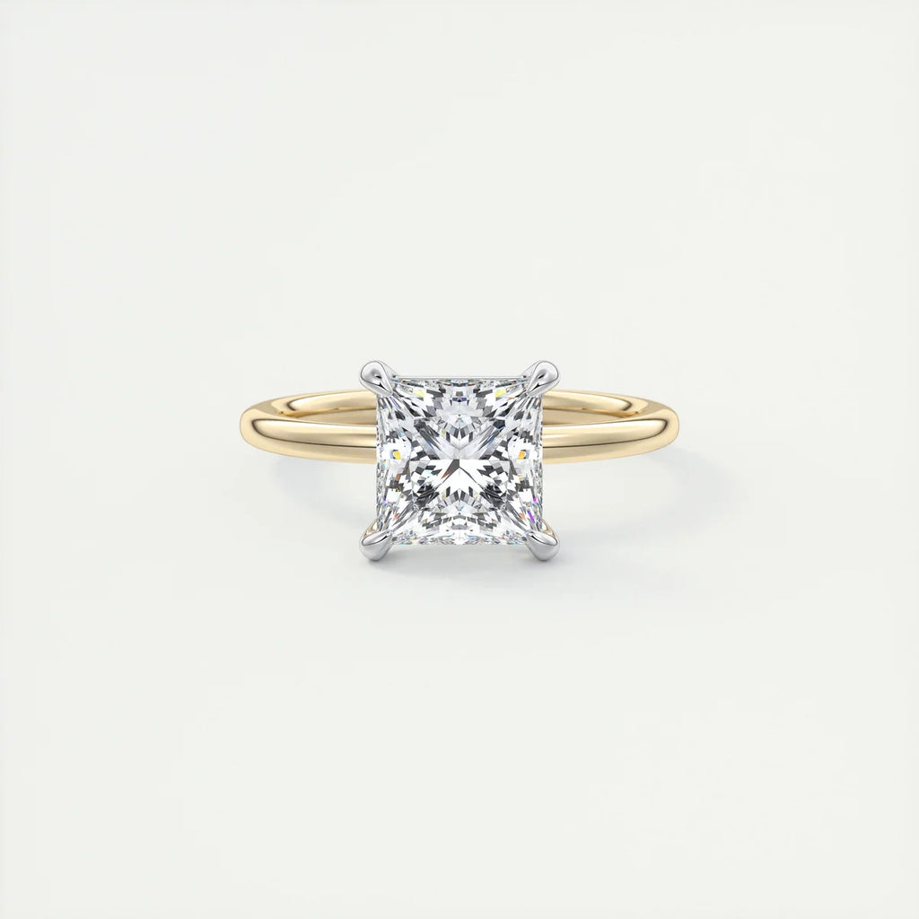 2 Carat Princess Gold Solitaire with Platinum Prongs