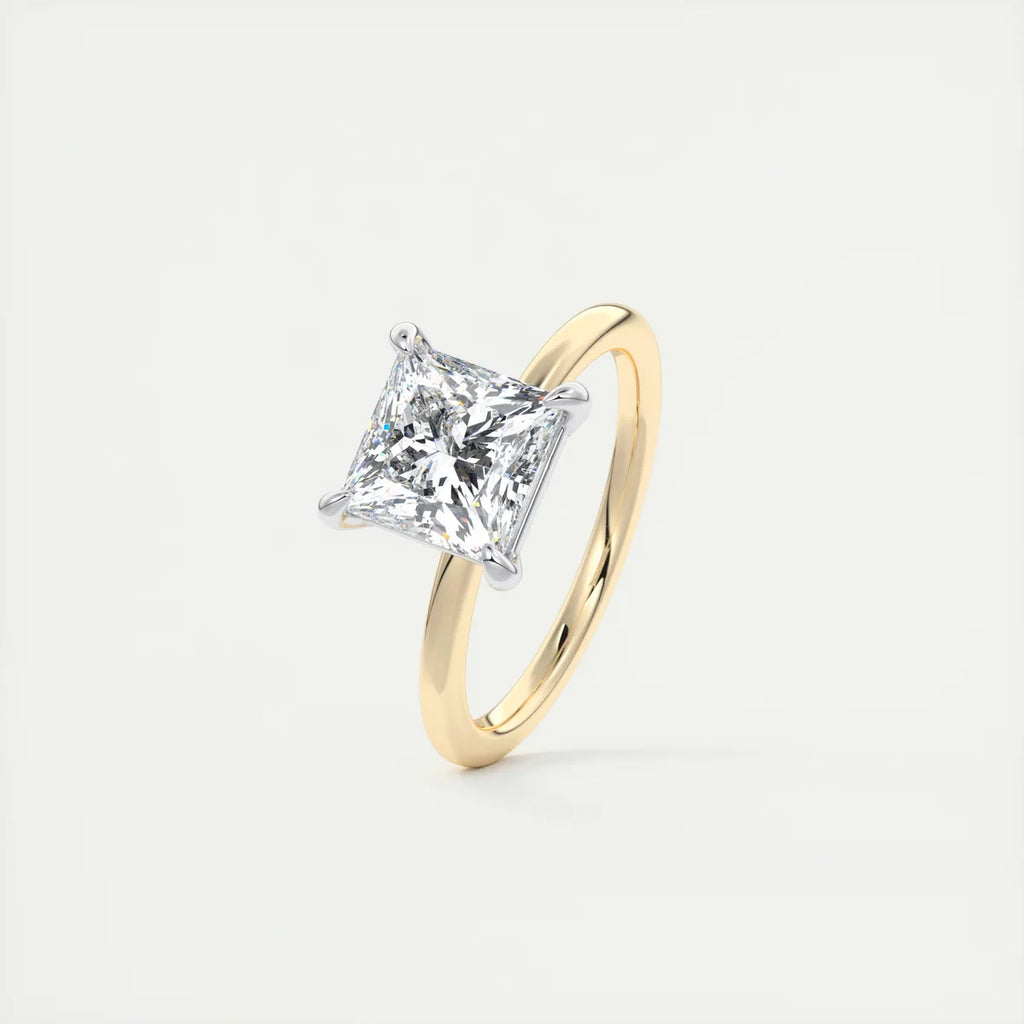 2 Carat Princess Gold Solitaire with Platinum Prongs