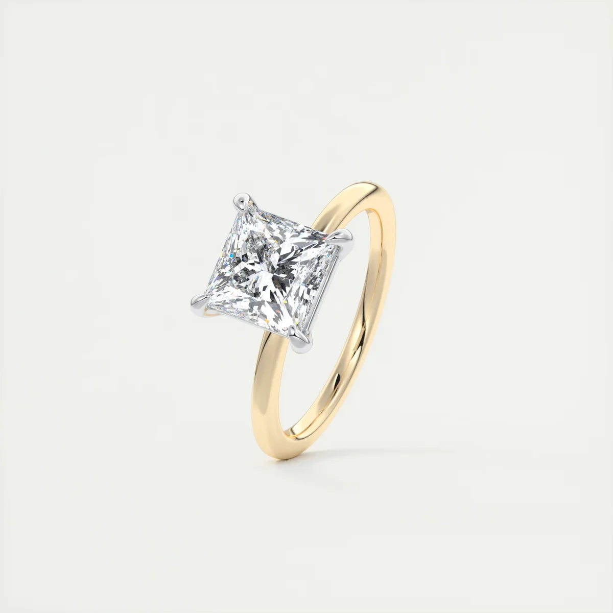 2 Carat Princess Gold Solitaire with Platinum Prongs