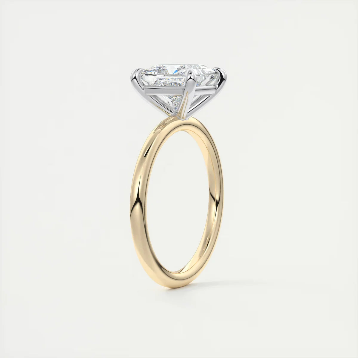 2 Carat Princess Gold Solitaire with Platinum Prongs