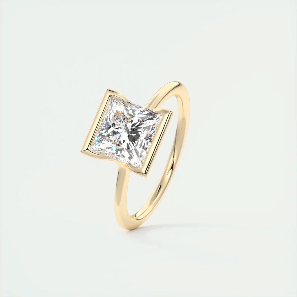 2 Carat Princess Flush Stacking Half Bezel Solitaire