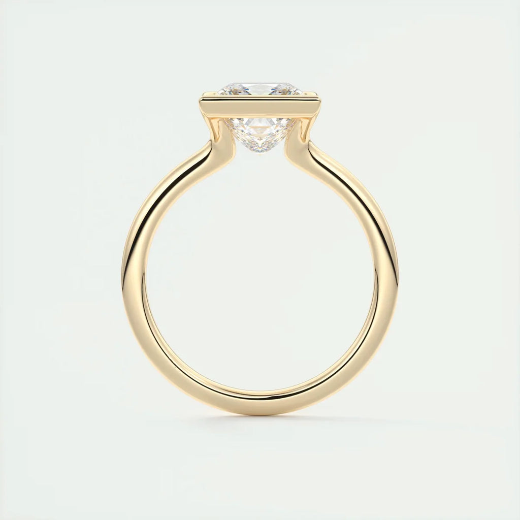2 Carat Princess Flush Stacking Half Bezel Solitaire