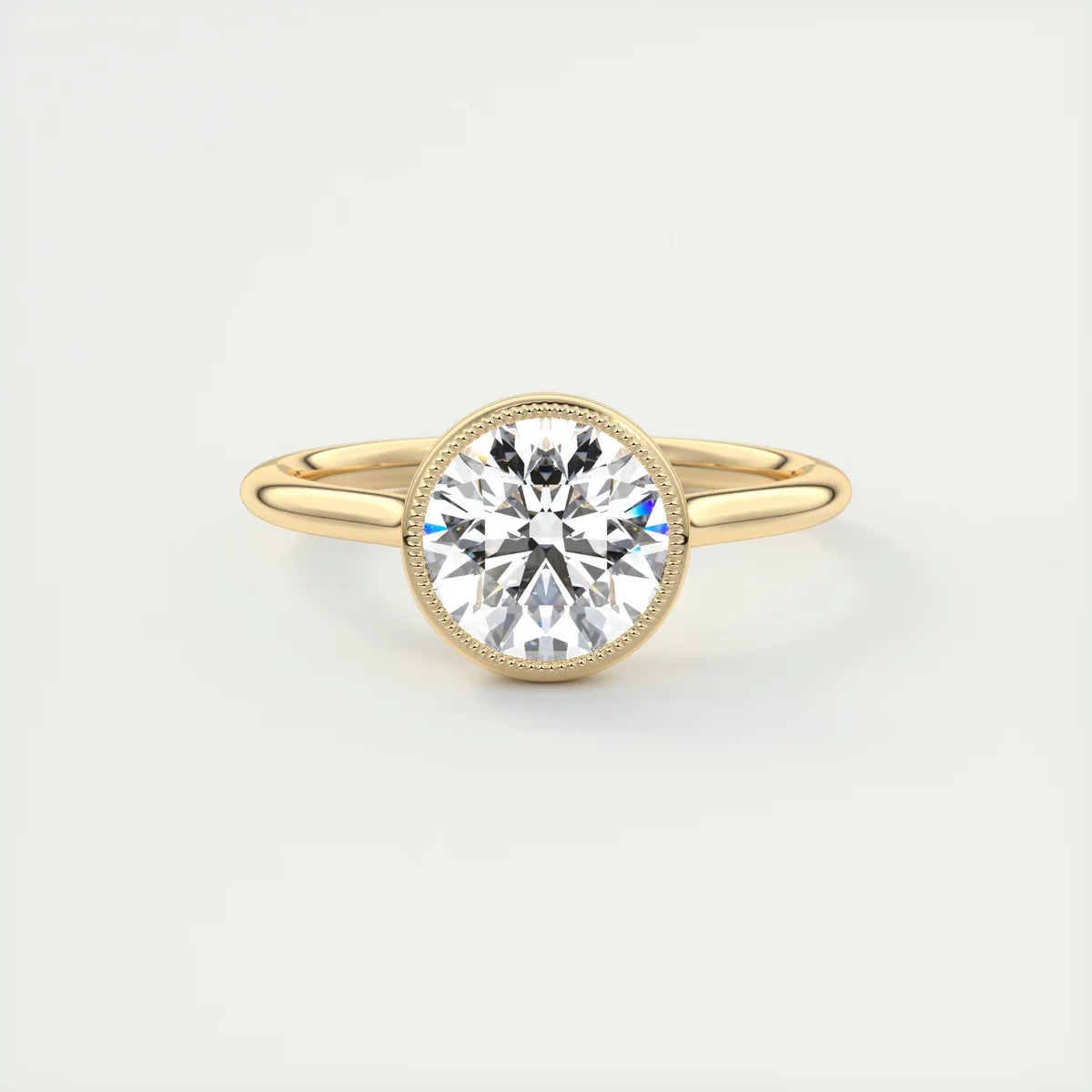 2 Carat Round Solitaire Textured Bezel