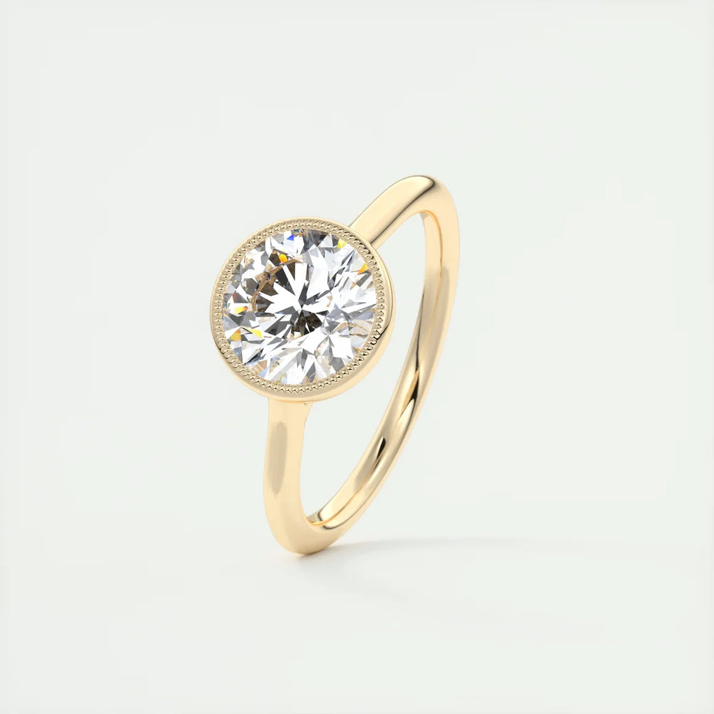 2 Carat Round Solitaire Textured Bezel