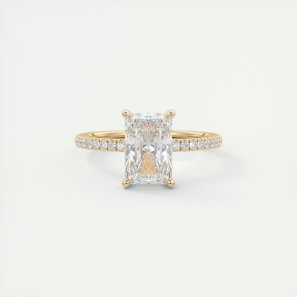 Bold 2 Carat Radiant Hidden Halo Pavé Setting