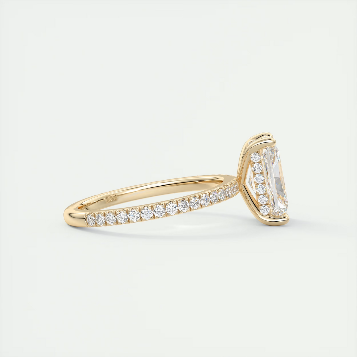 Bold 2 Carat Radiant Hidden Halo Pavé Setting