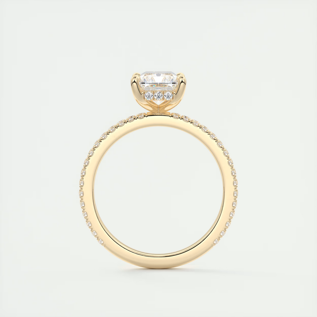 Bold 2 Carat Radiant Hidden Halo Pavé Setting