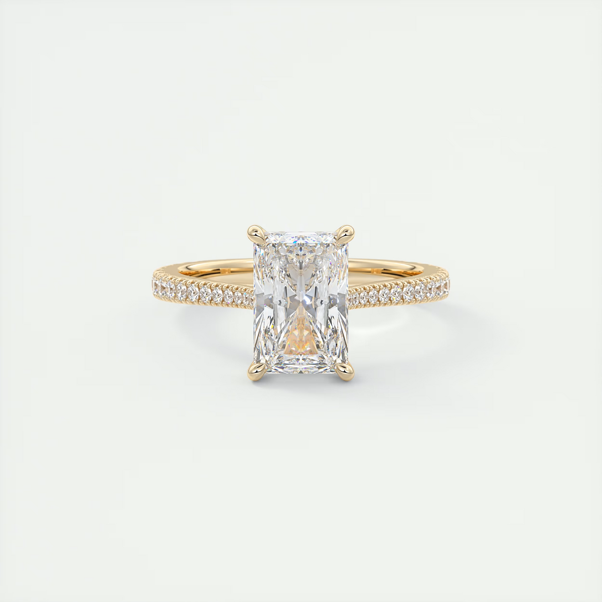 Angle 2 Carat Radiant Hidden Halo Cathedral Setting
