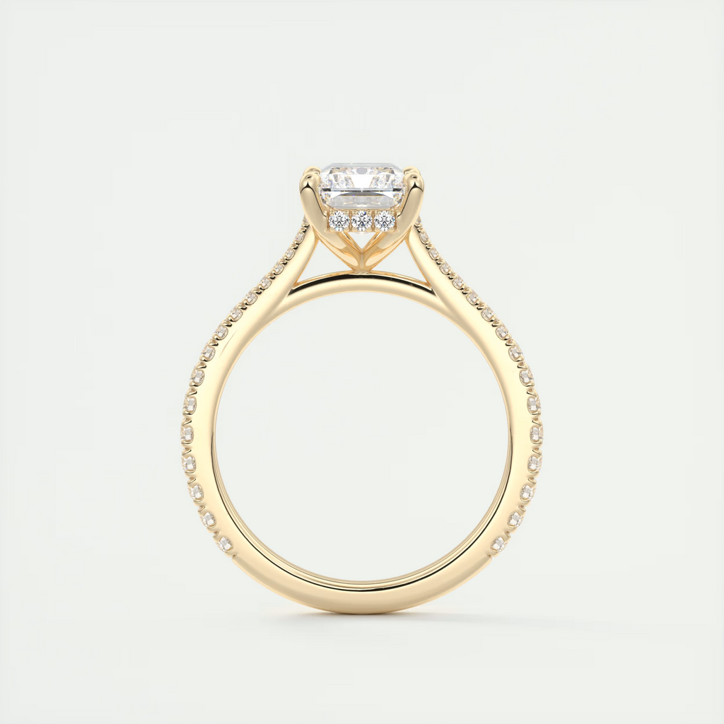 Angle 2 Carat Radiant Hidden Halo Cathedral Setting