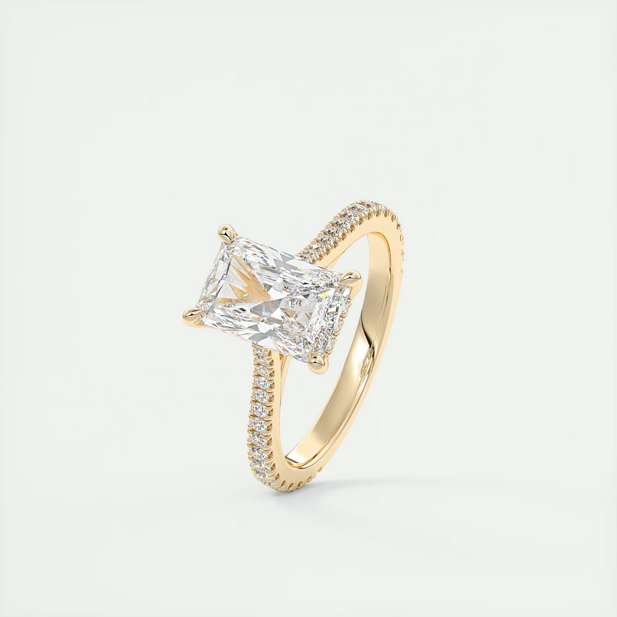 Angle 2 Carat Radiant Hidden Halo Cathedral Setting