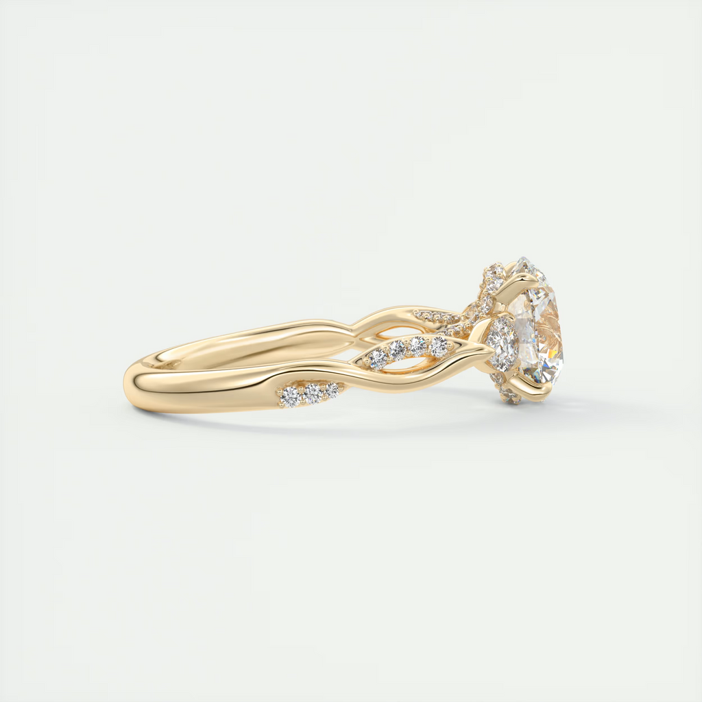 2 Carat Round Solitaire Engagement Ring with Twisted Pavé Band