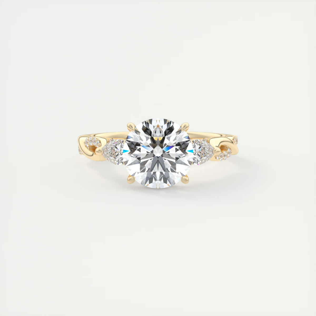 2 Carat Round Solitaire Engagement Ring with Twisted Pavé Band